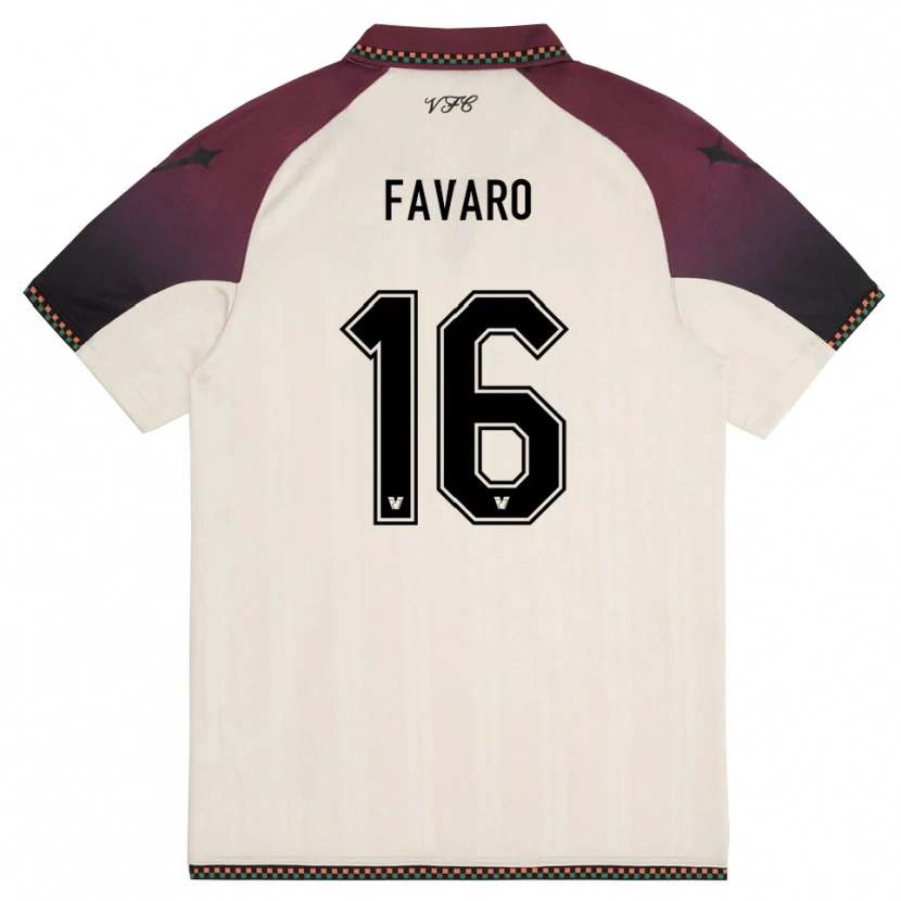 Danxen Damen Federico Favaro #16 Cremefarben Burgund Auswärtstrikot Trikot 2025/26 T-Shirt