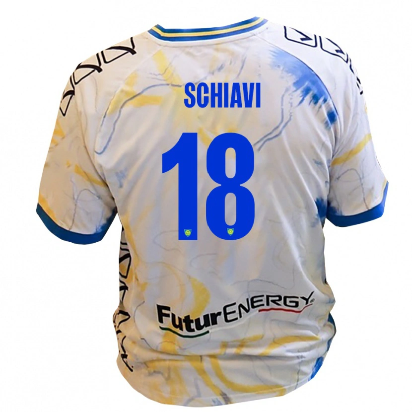 Danxen Damen Nicolás Schiavi #18 Weiß Gelb Blau Auswärtstrikot Trikot 2025/26 T-Shirt
