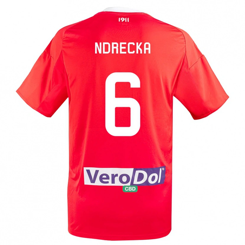 Danxen Damen Eros Ndrecka #6 Rot Weiß Auswärtstrikot Trikot 2025/26 T-Shirt