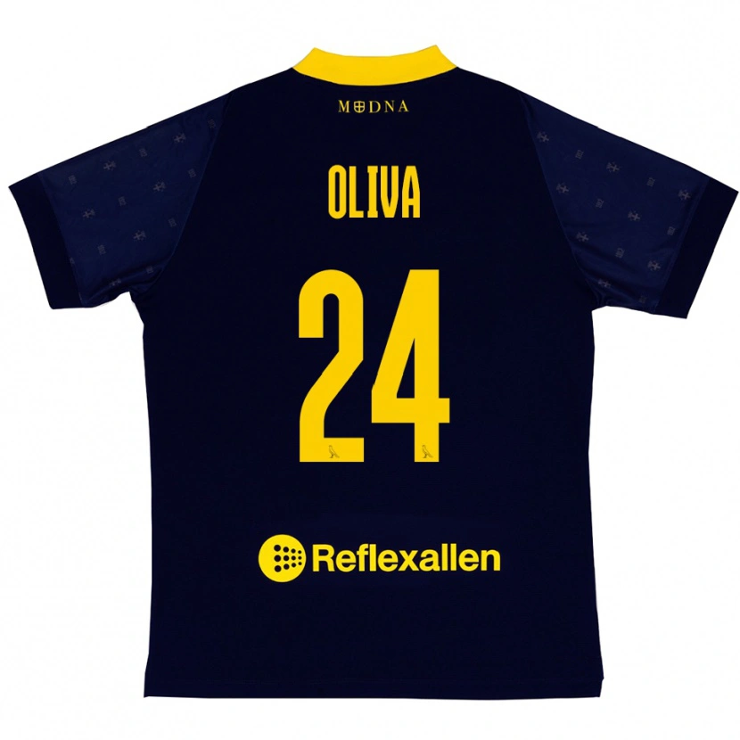 Danxen Damen Marco Oliva #24 Marineblau Gelb Auswärtstrikot Trikot 2025/26 T-Shirt
