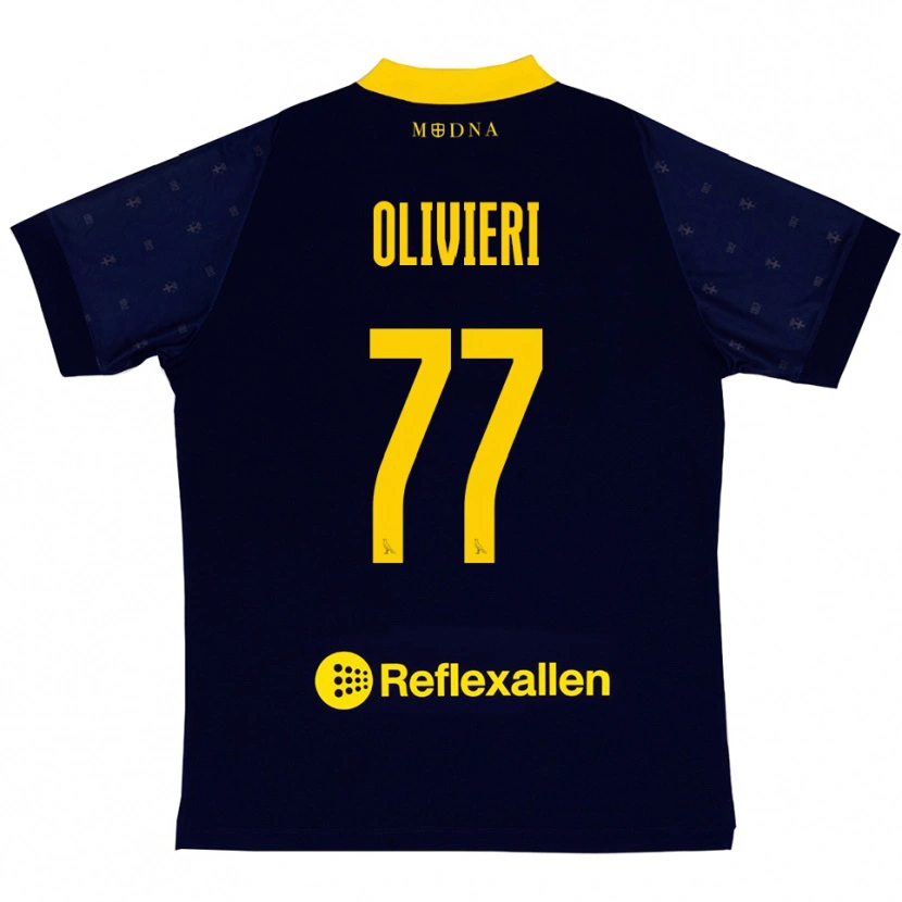 Danxen Damen Edoardo Olivieri #77 Marineblau Gelb Auswärtstrikot Trikot 2025/26 T-Shirt