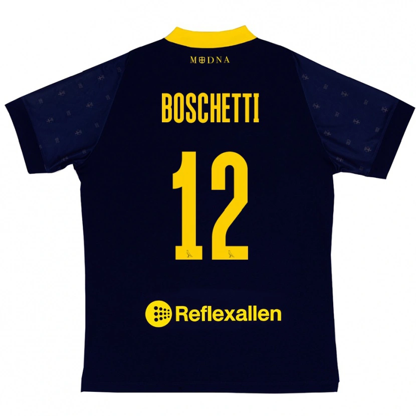 Danxen Damen Matteo Boschetti #12 Marineblau Gelb Auswärtstrikot Trikot 2025/26 T-Shirt