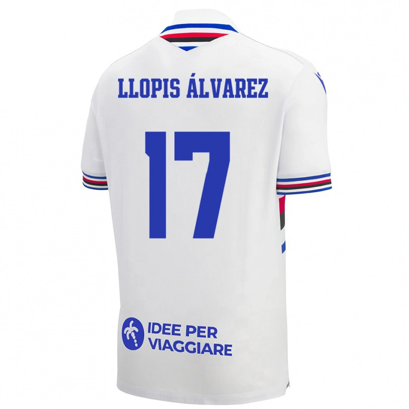 Danxen Damen Marta Llopis Álvarez #17 Weiß Blau Rot Auswärtstrikot Trikot 2025/26 T-Shirt