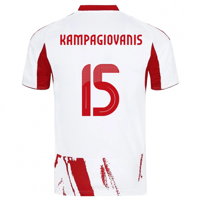 Danxen Damen Anastasios Kampagiovanis #15 Weiß Rot Auswärtstrikot Trikot 2025/26 T-Shirt