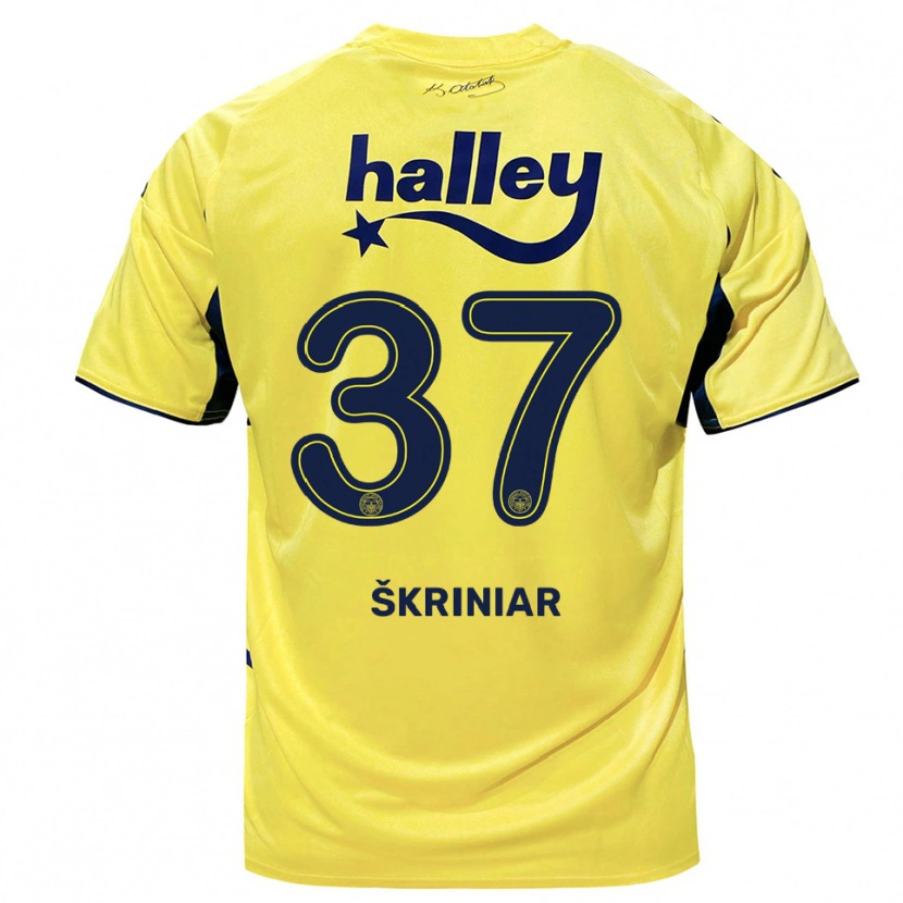 Danxen Damen Milan Škriniar #37 Gelb Marineblau Auswärtstrikot Trikot 2025/26 T-Shirt