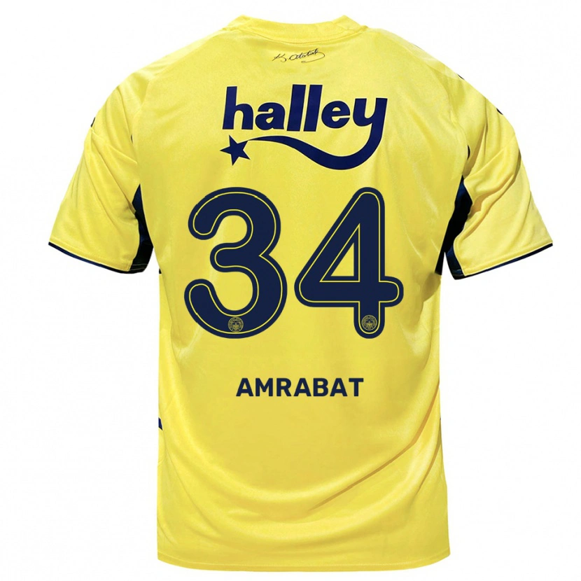 Danxen Damen Sofyan Amrabat #34 Gelb Marineblau Auswärtstrikot Trikot 2025/26 T-Shirt