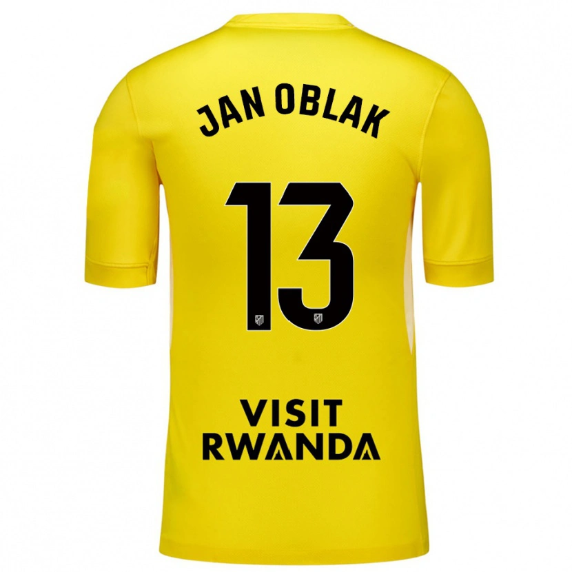 Danxen Kinder Jan Oblak #13 Trikot Gelb Schwarz Torwarttrikot 2025/26