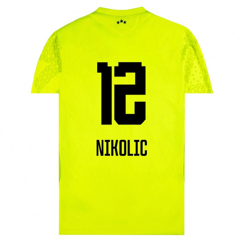 Danxen Kinder Uros Nikolic #12 Trikot Gelb Grün Schwarz Torwarttrikot 2025/26