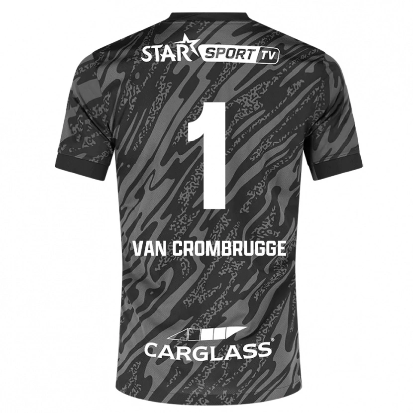 Danxen Kinder Hendrik Van Crombrugge #1 Trikot Dunkelgrau Schwarz Torwarttrikot 2025/26