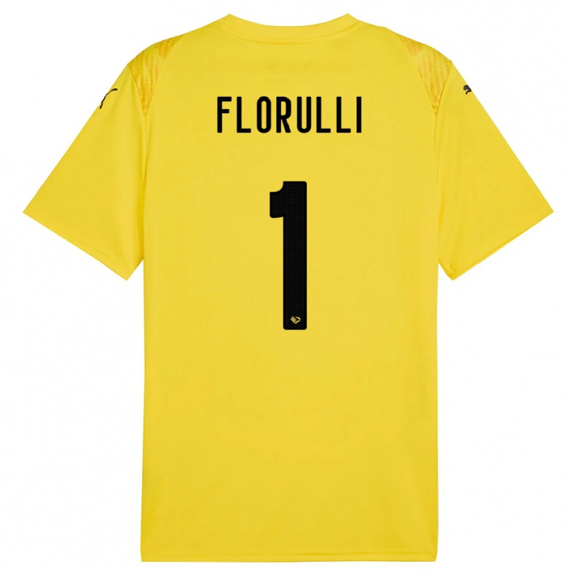 Danxen Kinder Gerlando Florulli #1 Trikot Gelb Schwarz Torwarttrikot 2025/26
