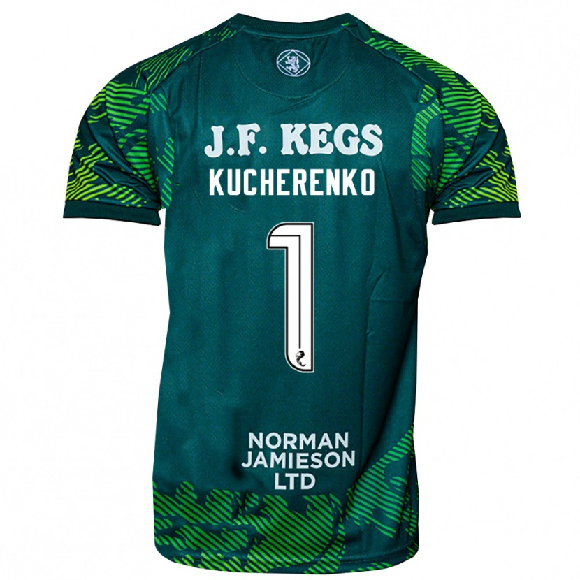 Danxen Kinder Yevgeniy Kucherenko #1 Trikot Grün Weiß Torwarttrikot 2025/26