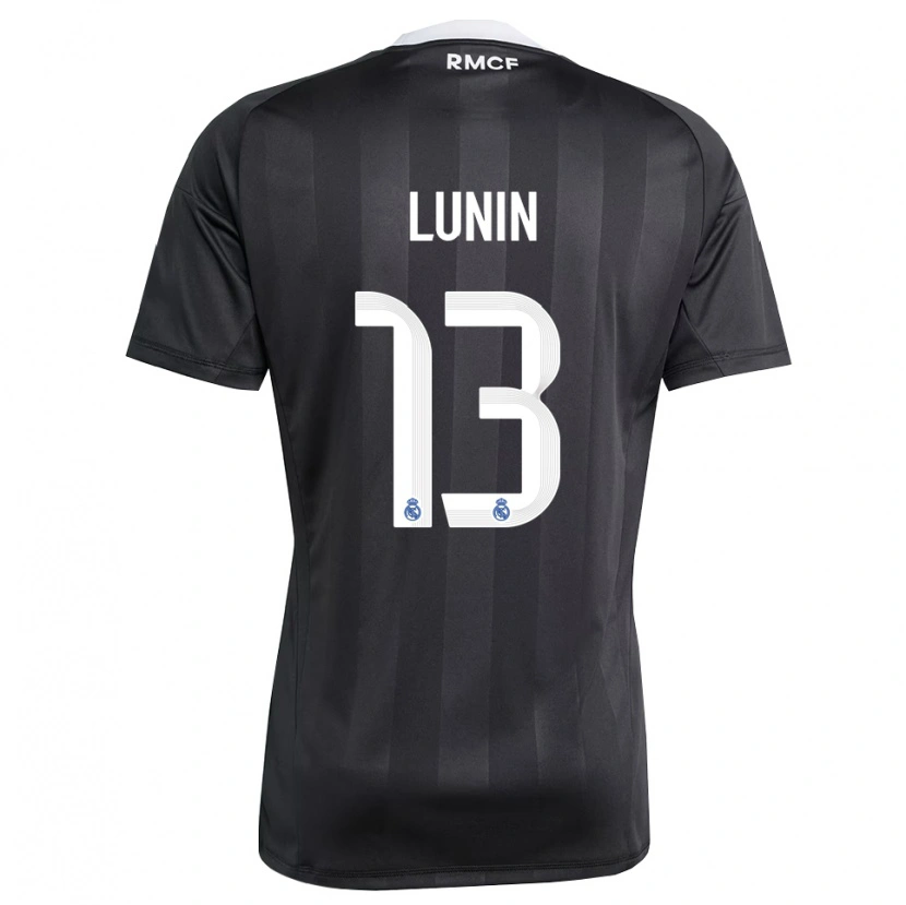 Danxen Kinder Andriy Lunin #13 Trikot Schwarz Weiß Torwarttrikot 2025/26