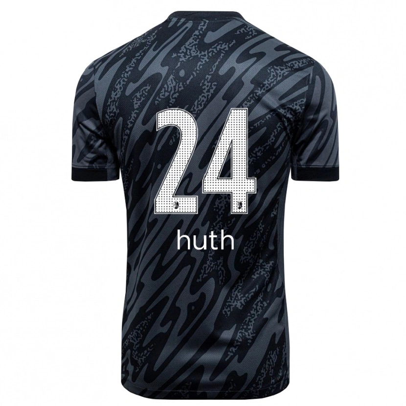 Danxen Kinder Jannik Huth #24 Trikot Schwarz Weiß Torwarttrikot 2025/26