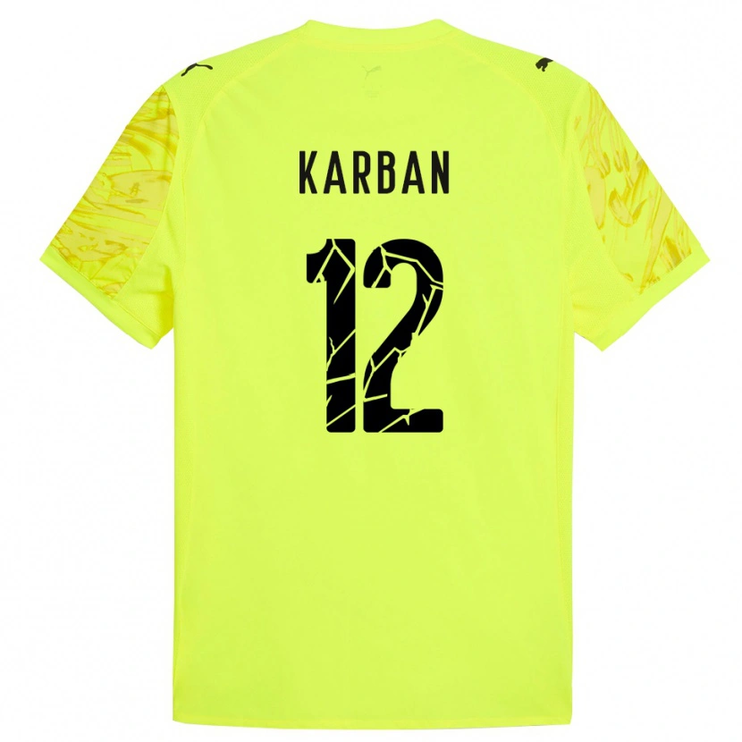 Danxen Kinder Yevheniia Karban #12 Trikot Grün Gelb Torwarttrikot 2025/26
