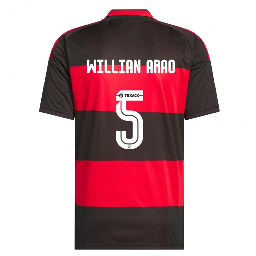 Danxen Kinder Willian Arao #5 Rot Schwarz Weiß Heimtrikot Trikot 2026/27 T-Shirt