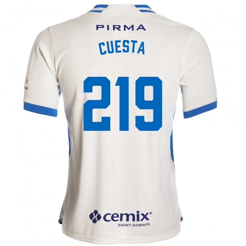 Danxen Kinder Íñigo Cuesta #219 Weiß Blau Rot Auswärtstrikot Trikot 2026/27 T-Shirt