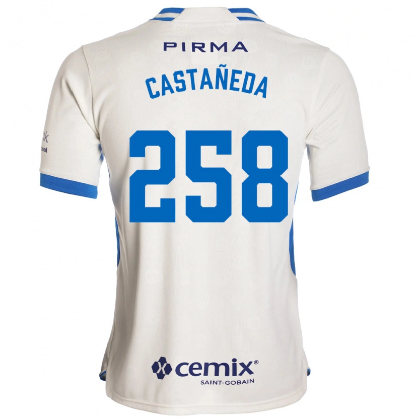 Danxen Kinder Emiliano Castañeda #258 Weiß Blau Rot Auswärtstrikot Trikot 2026/27 T-Shirt