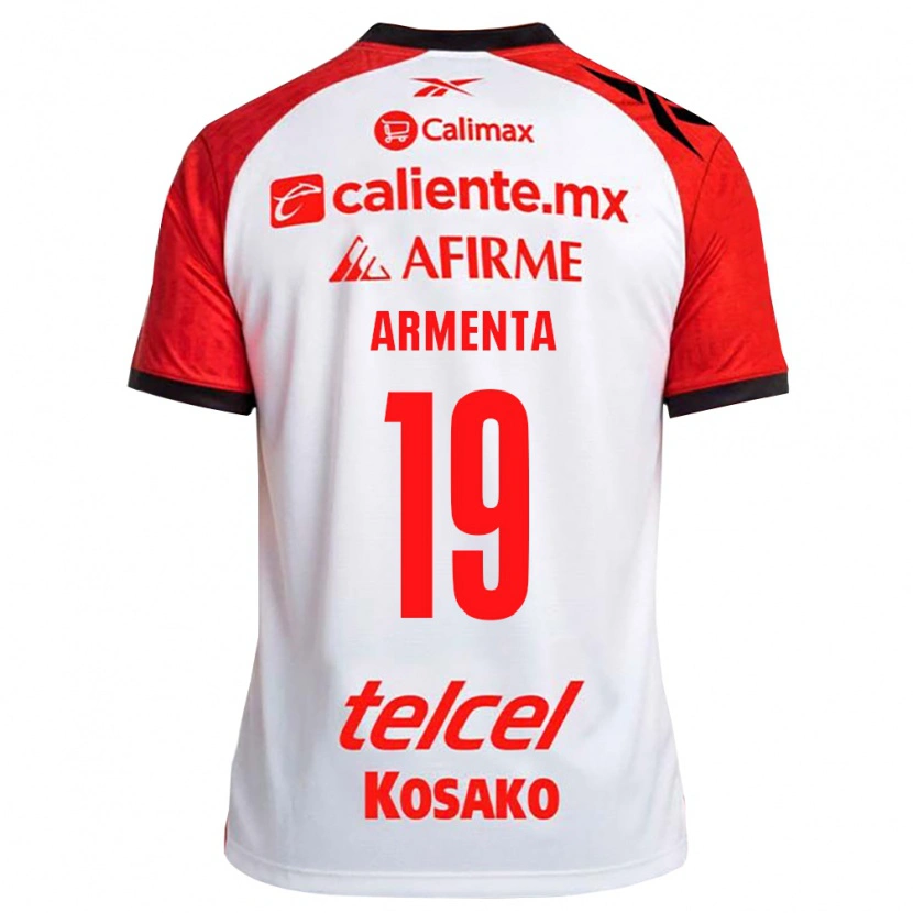 Danxen Kinder Eduardo Armenta #19 Weiß Schwarz Rot Auswärtstrikot Trikot 2026/27 T-Shirt