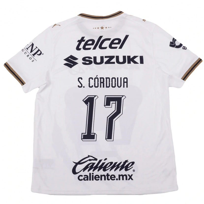 Danxen Kinder Sebastián Córdova #17 Weiß Schwarz Braun Auswärtstrikot Trikot 2026/27 T-Shirt
