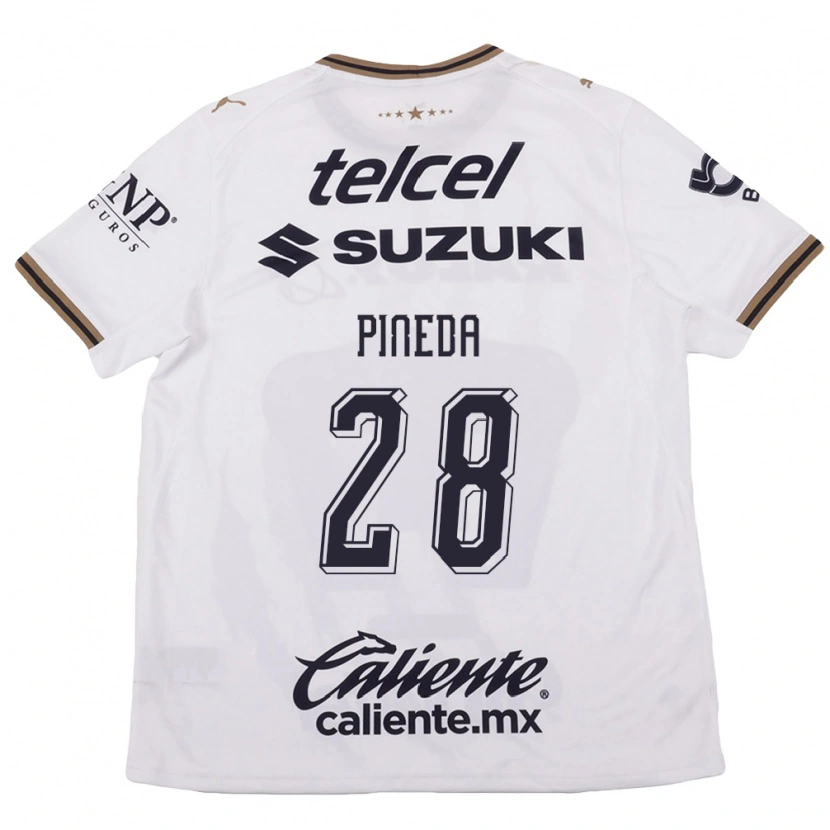 Danxen Kinder Grecia Pineda #28 Weiß Schwarz Braun Auswärtstrikot Trikot 2026/27 T-Shirt