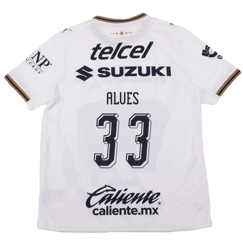 Danxen Kinder Dani Alves #33 Weiß Schwarz Braun Auswärtstrikot Trikot 2026/27 T-Shirt