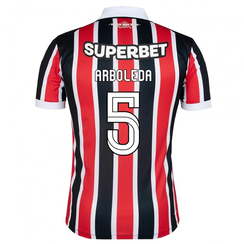 Danxen Kinder Robert Arboleda #5 Rot Weiß Schwarz Auswärtstrikot Trikot 2026/27 T-Shirt