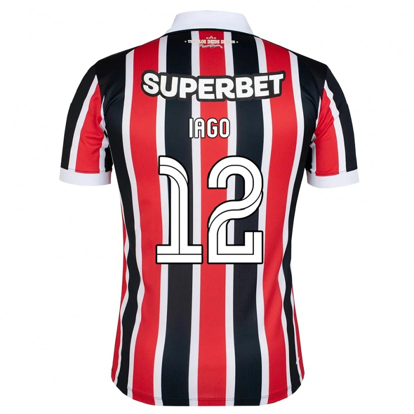 Danxen Kinder Iago Amaral Borduchi #12 Rot Weiß Schwarz Auswärtstrikot Trikot 2026/27 T-Shirt
