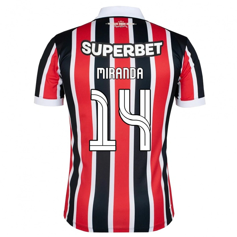 Danxen Kinder Lucas Miranda #14 Rot Weiß Schwarz Auswärtstrikot Trikot 2026/27 T-Shirt