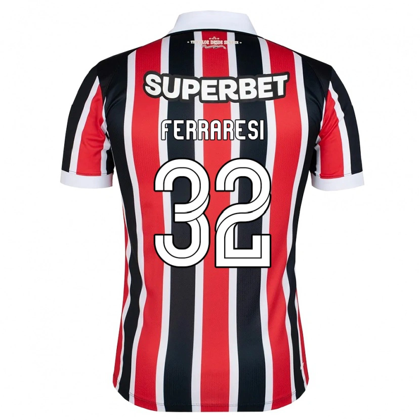 Danxen Kinder Nahuel Ferraresi #32 Rot Weiß Schwarz Auswärtstrikot Trikot 2026/27 T-Shirt