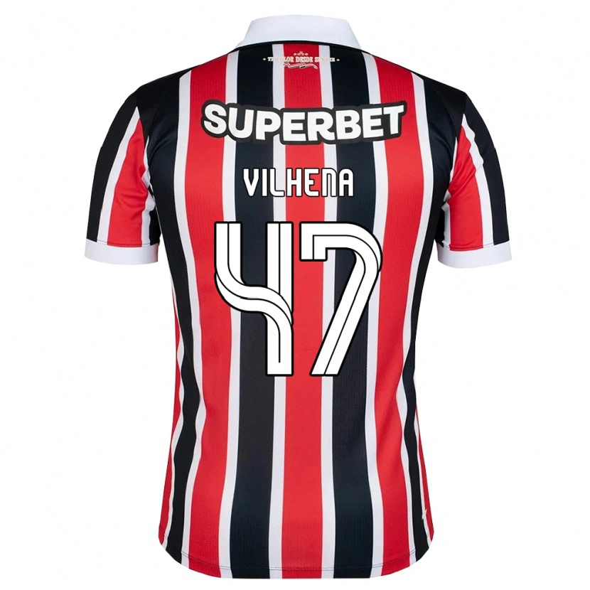 Danxen Kinder Pedro Vilhena #47 Rot Weiß Schwarz Auswärtstrikot Trikot 2026/27 T-Shirt