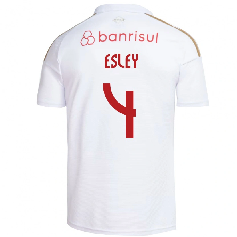 Danxen Kinder Esley Ezequiel Dos Reis #4 Weiß Rot Auswärtstrikot Trikot 2026/27 T-Shirt