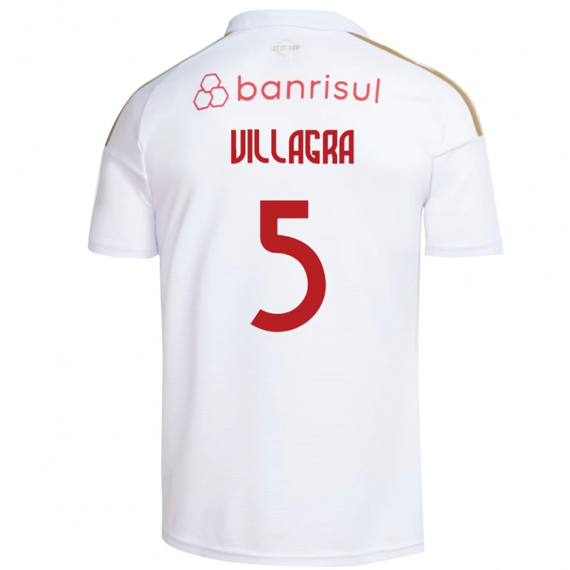 Danxen Kinder Rodrigo Villagra #5 Weiß Rot Auswärtstrikot Trikot 2026/27 T-Shirt