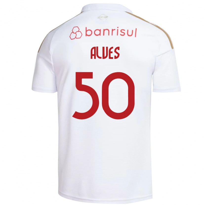 Danxen Kinder Kauan Alves #50 Weiß Rot Auswärtstrikot Trikot 2026/27 T-Shirt