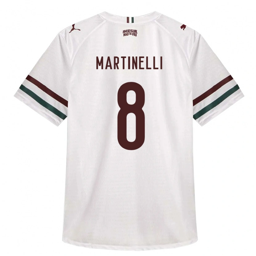 Danxen Kinder Matheus Martinelli Lima #8 Weiß Grün Burgund Auswärtstrikot Trikot 2026/27 T-Shirt