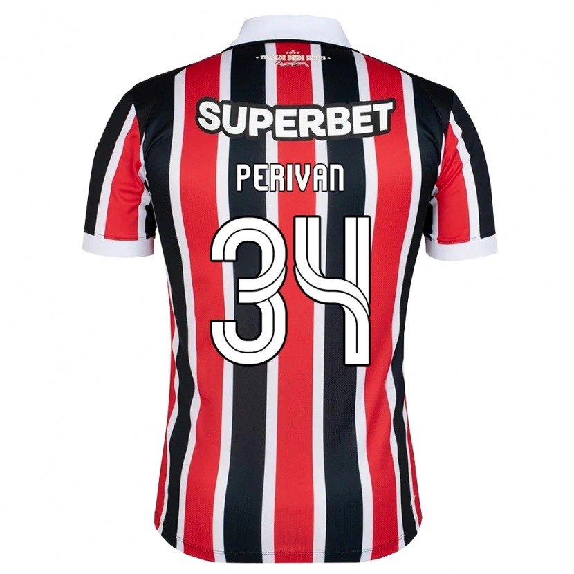 Danxen Herren Perivan Dos Santos #34 Rot Weiß Schwarz Auswärtstrikot Trikot 2026/27 T-Shirt