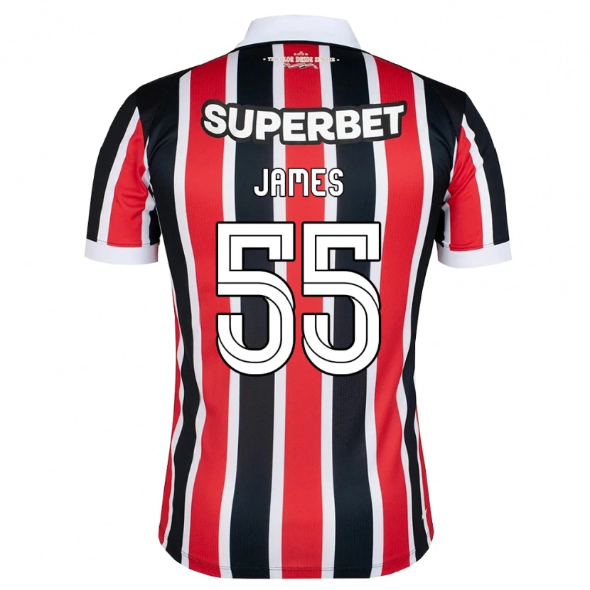 Danxen Damen James Rodriguez #55 Rot Weiß Schwarz Auswärtstrikot Trikot 2026/27 T-Shirt