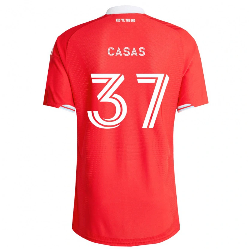 Danxen Kinder Javier Casas #37 Rot Tiefblau Weiß Heimtrikot Trikot 2026/27 T-Shirt