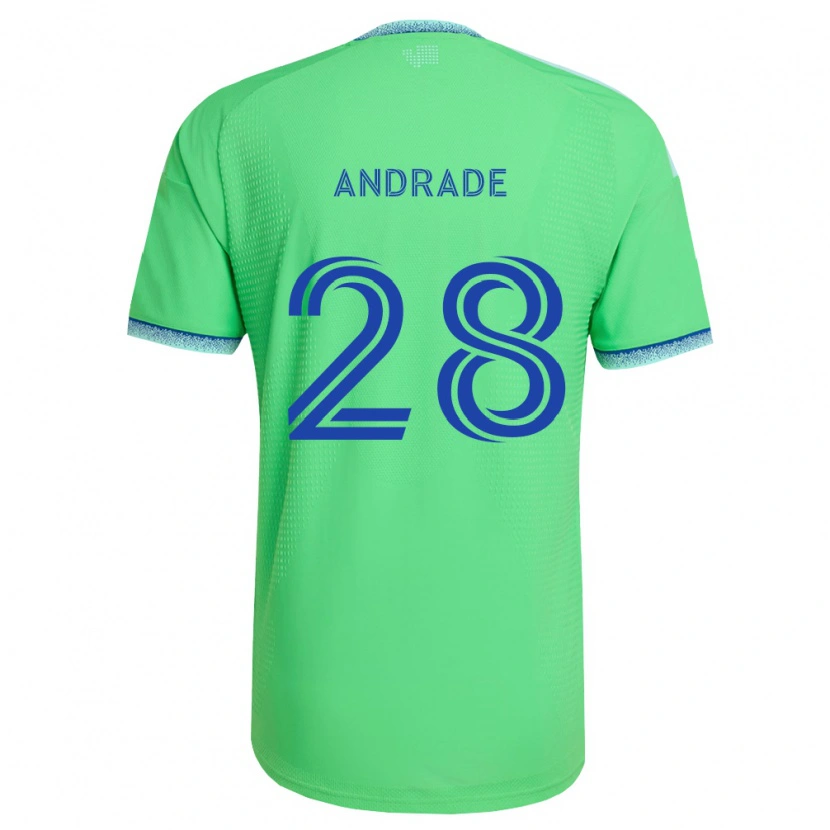 Danxen Kinder Yeimar Gómez Andrade #28 Grün Hellblau Heimtrikot Trikot 2026/27 T-Shirt