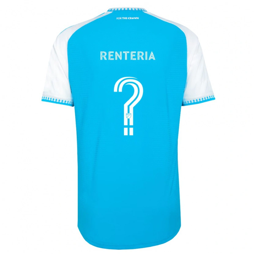 Danxen Kinder Adrian Renteria #0 Himmelblau Weiß Schwarz Heimtrikot Trikot 2026/27 T-Shirt