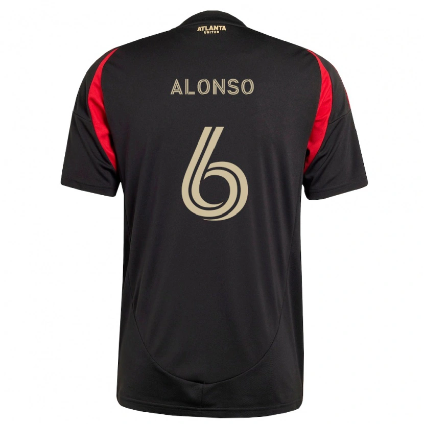 Danxen Kinder Júnior Alonso #6 Schwarz Rot Heimtrikot Trikot 2026/27 T-Shirt