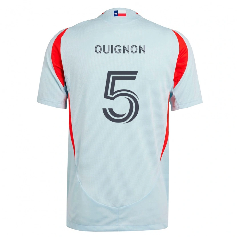 Danxen Kinder Facundo Quignón #5 Dunkelgrau Weiß Rot Auswärtstrikot Trikot 2026/27 T-Shirt
