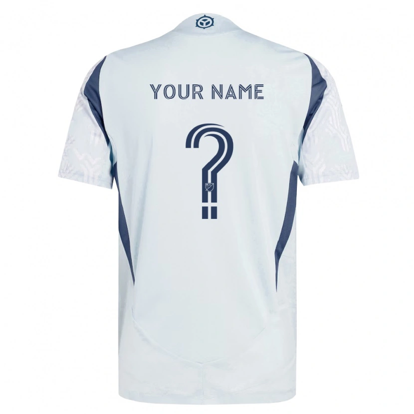 Danxen Kinder Ihren Namen #0 Blau Grau Weiß Auswärtstrikot Trikot 2026/27 T-Shirt