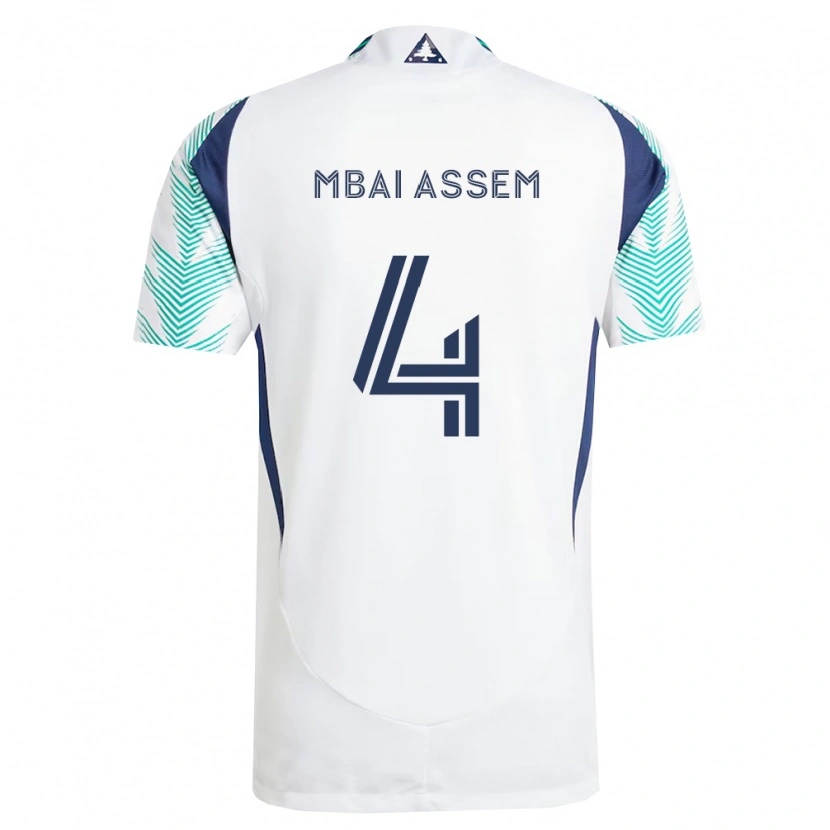 Danxen Kinder Chris Mbaï-Assem #4 Weiß Marineblau Hellgrün Auswärtstrikot Trikot 2026/27 T-Shirt