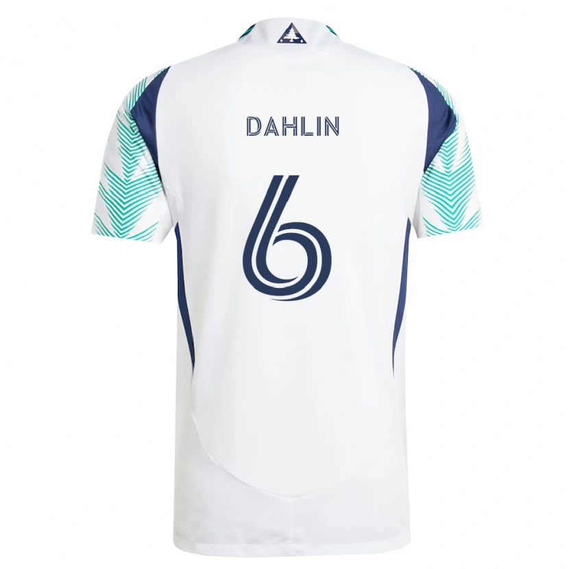 Danxen Kinder Gabe Dahlin #6 Weiß Marineblau Hellgrün Auswärtstrikot Trikot 2026/27 T-Shirt