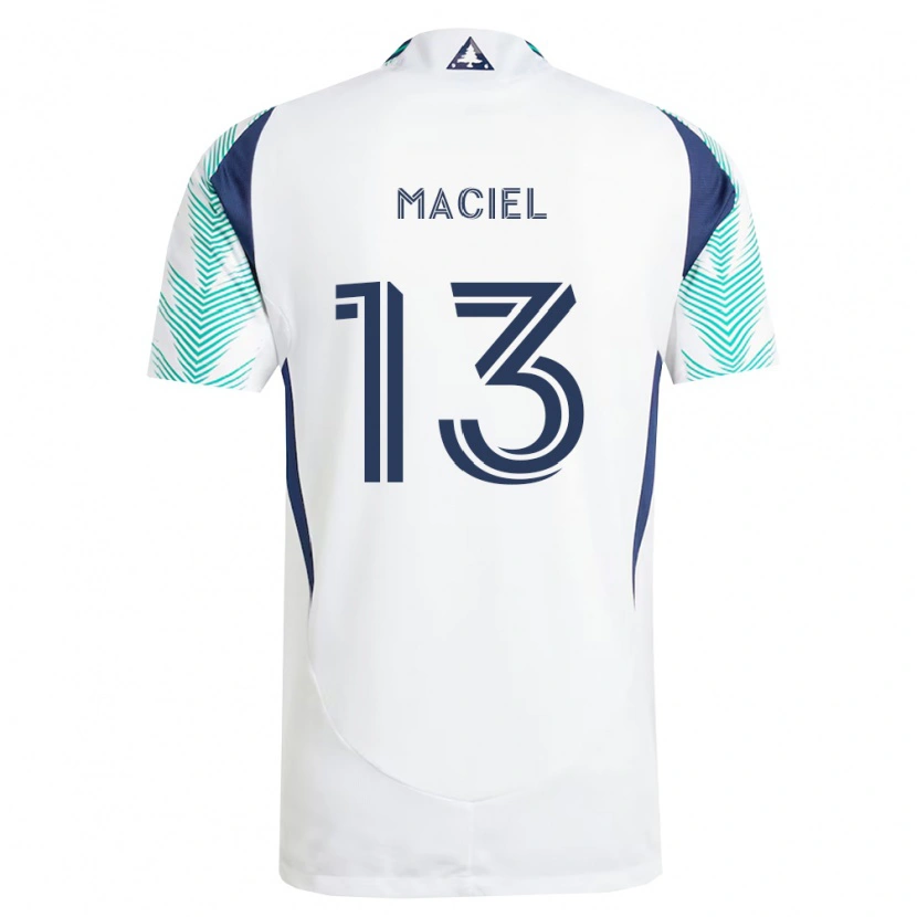 Danxen Kinder Maciel #13 Weiß Marineblau Hellgrün Auswärtstrikot Trikot 2026/27 T-Shirt