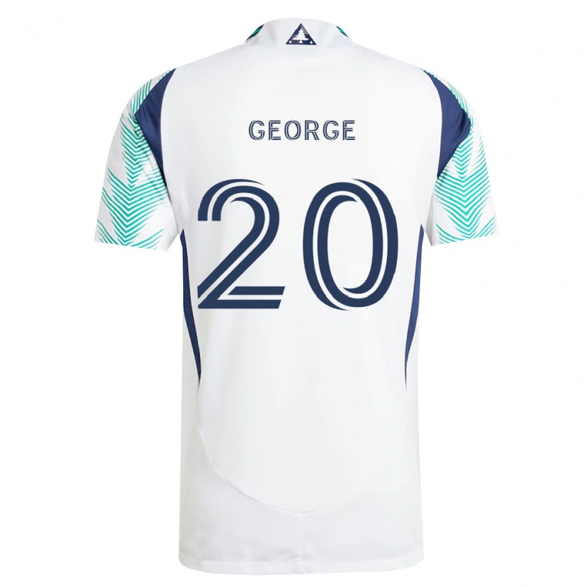 Danxen Kinder Sharod George #20 Weiß Marineblau Hellgrün Auswärtstrikot Trikot 2026/27 T-Shirt