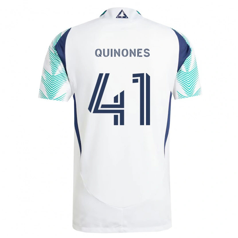 Danxen Kinder Colby Quiñónes #41 Weiß Marineblau Hellgrün Auswärtstrikot Trikot 2026/27 T-Shirt
