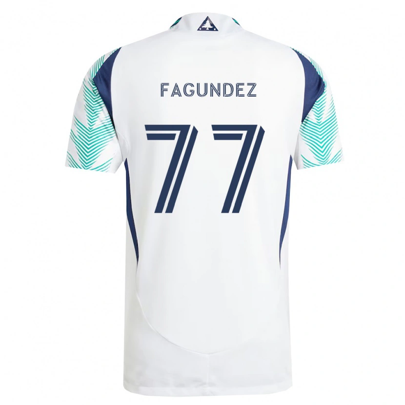 Danxen Kinder Diego Fagúndez #77 Weiß Marineblau Hellgrün Auswärtstrikot Trikot 2026/27 T-Shirt