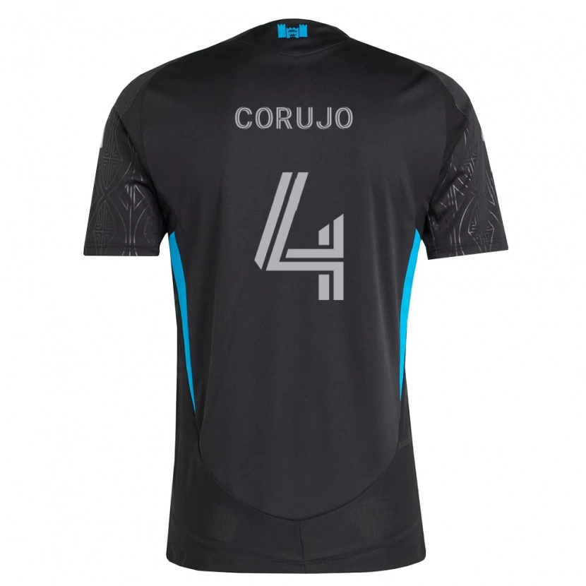 Danxen Kinder Guzmán Corujo #4 Schwarz Weiß Himmelblau Auswärtstrikot Trikot 2026/27 T-Shirt