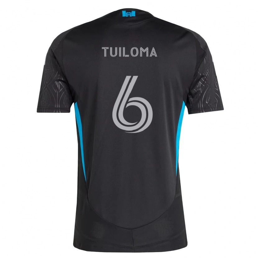 Danxen Kinder Bill Tuiloma #6 Schwarz Weiß Himmelblau Auswärtstrikot Trikot 2026/27 T-Shirt